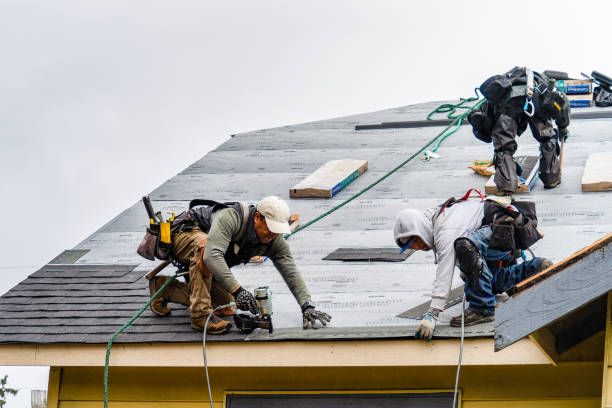 Professional Gutter Installation technician working in Porter, ME